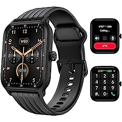 IOWODO Smartwatch,1.85´´ Reloj Inteligente Hombre Mujer con Llamadas Bluetooth y Whatsapp Mensajes Notificación Alexa SpO2 Pulsómetro Sueño Podómetro,100 Modos Deportivos para iOS Android Teléfono